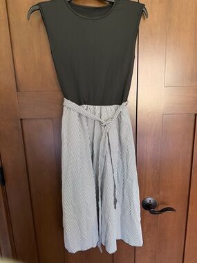 SHEIN Black and White Striped Tie-Waist Dress